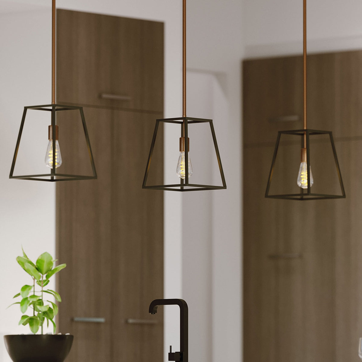 Fulton 1 Light Cage Pendant in Bronze