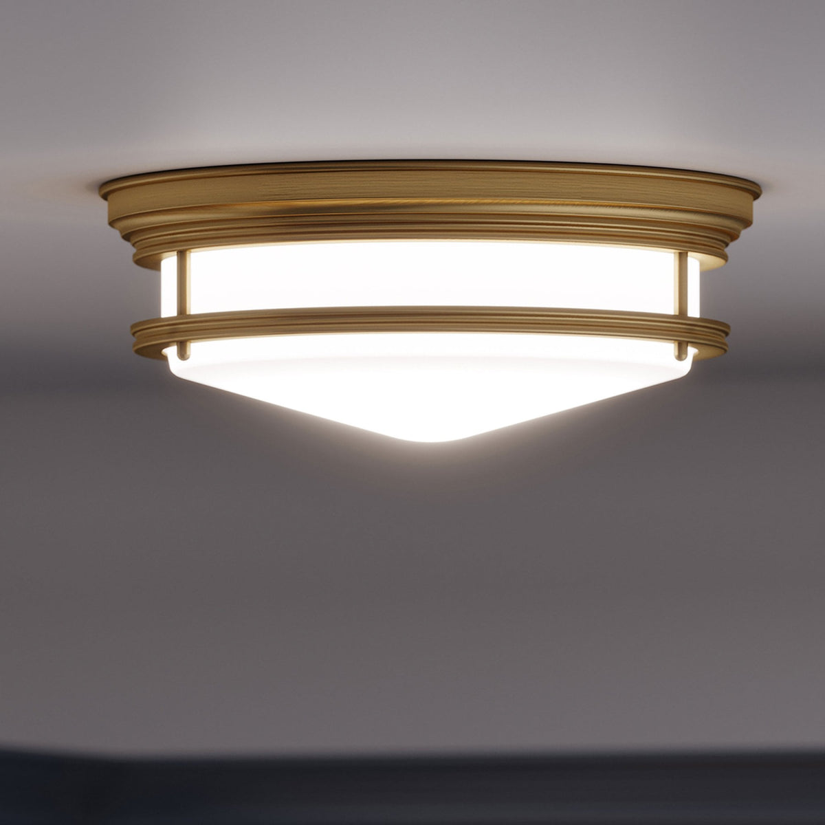 Hadley Three Light Flush Light in Brushed Bronze