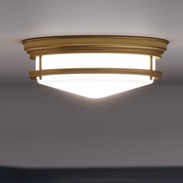 Hadley Three Light Flush Light in Brushed Bronze