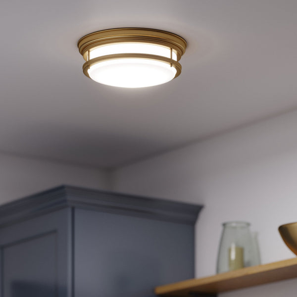 Hadley Three Light Flush Light in Brushed Bronze