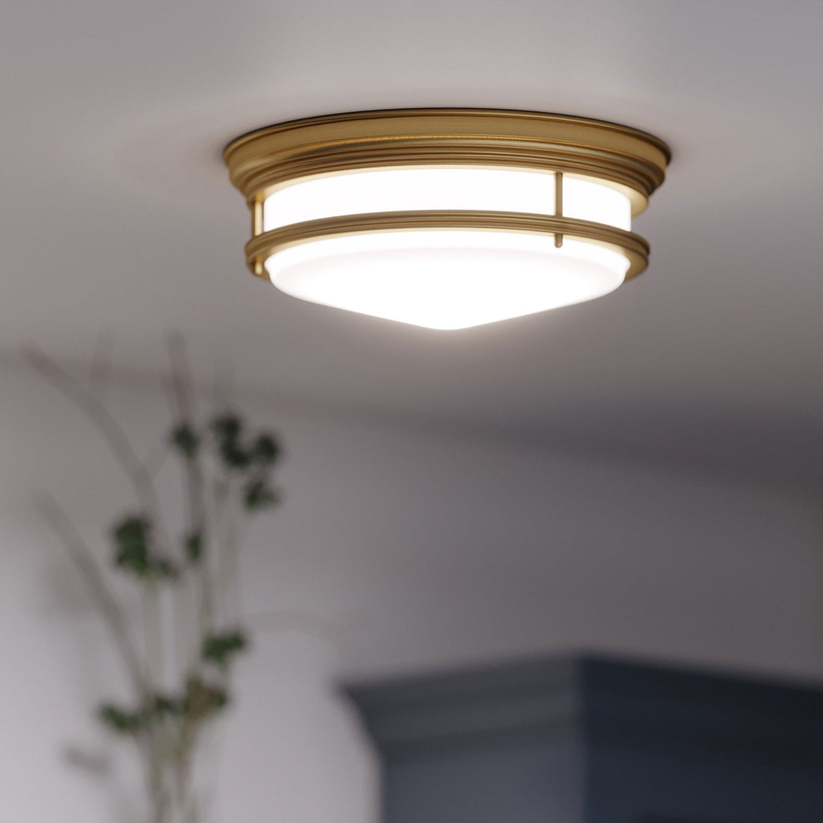 Hadley Three Light Flush Light in Brushed Bronze