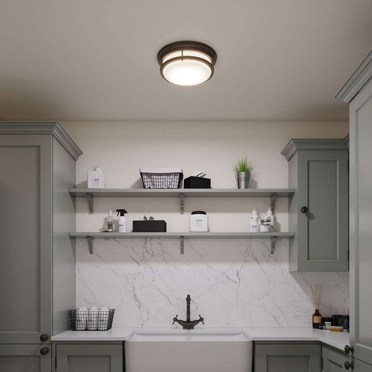 Hadley Three Light Flush Light in Oil Rubbed Bronze