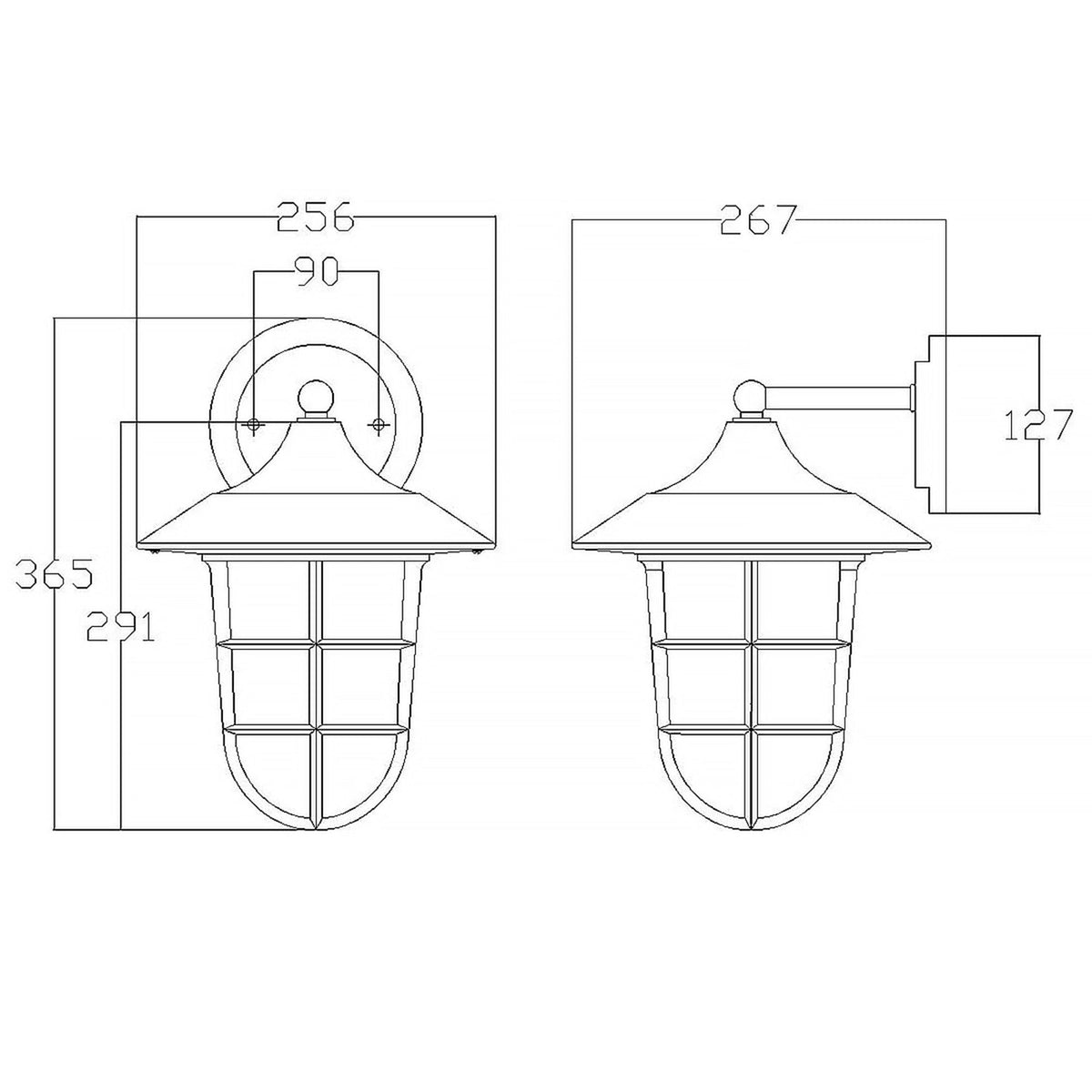 Marina Medium Outdoor Bulkhead Wall Light in Hematite