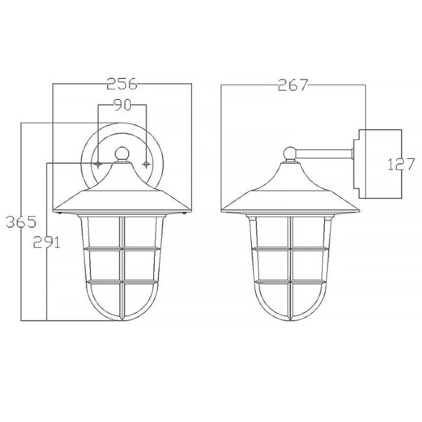 Marina Medium Outdoor Bulkhead Wall Light in Hematite