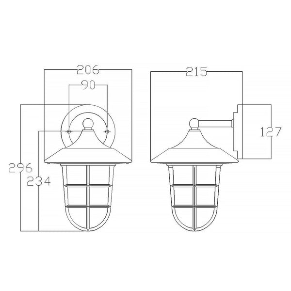 Marina Small Outdoor Bulkhead Wall Light in Hematite