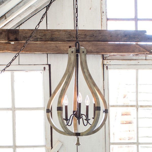Middlefield Five Light Chandelier in Solid Distressed Wood