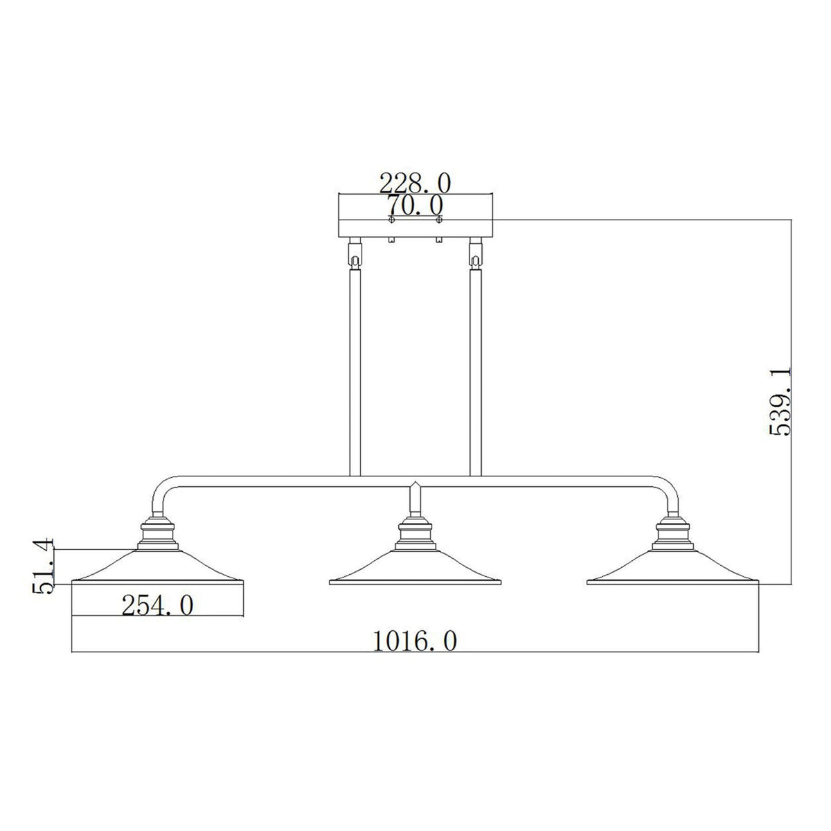 Rigby Triple Light Island Chandelier in Buckeye Bronze