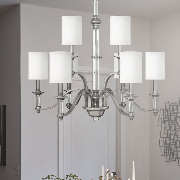 Sussex Nine Light Chandelier in Brushed Nickel