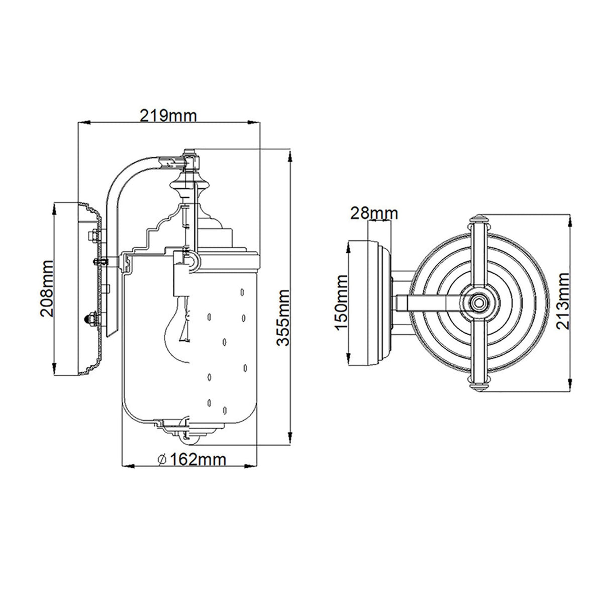 Willoughby Coastal Small Wall Light in Oil Rubbed Bronze with Clear Seeded Glass