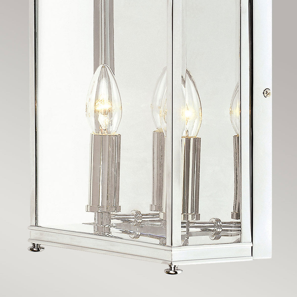 Holborn IP44 Exterior Medium Half Lantern Wall Light in Polished Chrome
