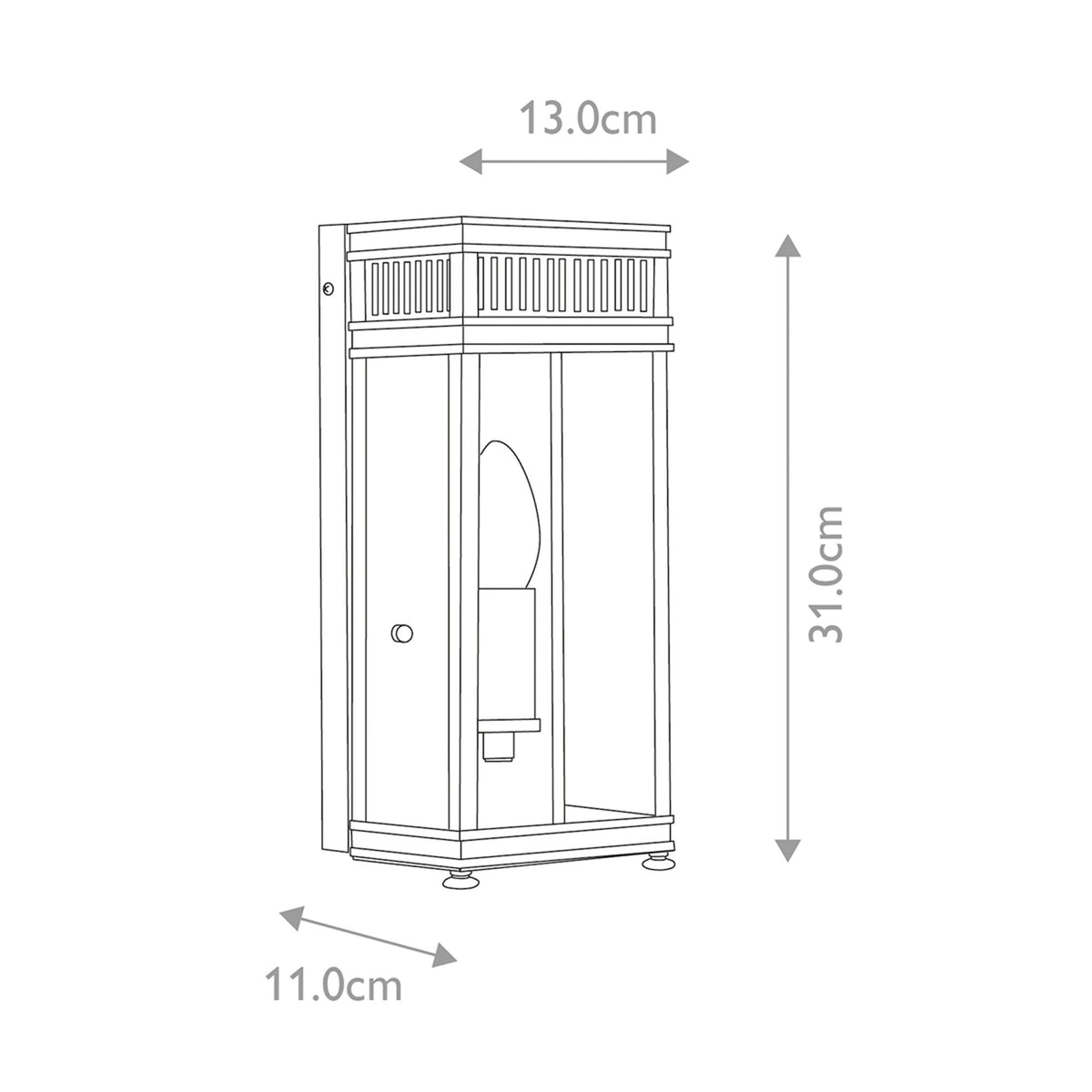 Holborn IP44 Exterior Small Half Lantern Wall Light in Dark Bronze