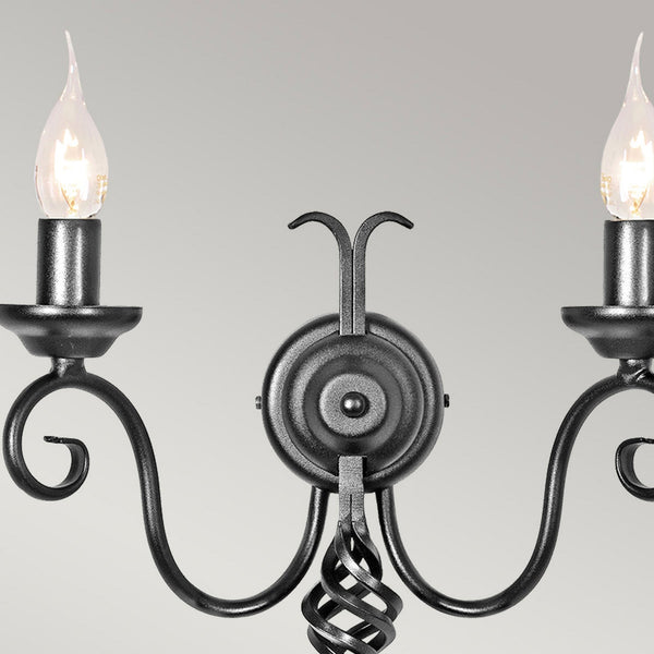 Harlech Twin Arm Wall Light in Black
