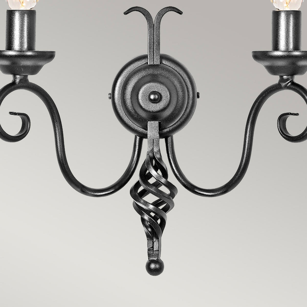 Harlech Twin Arm Wall Light in Black