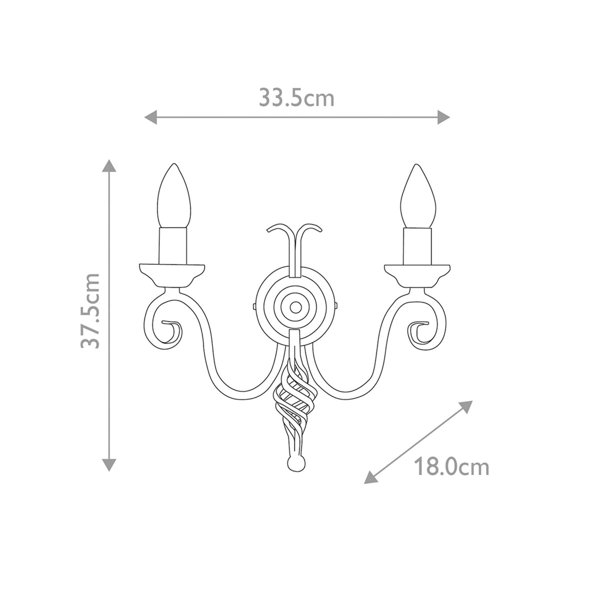 Harlech Twin Arm Wall Light in Black