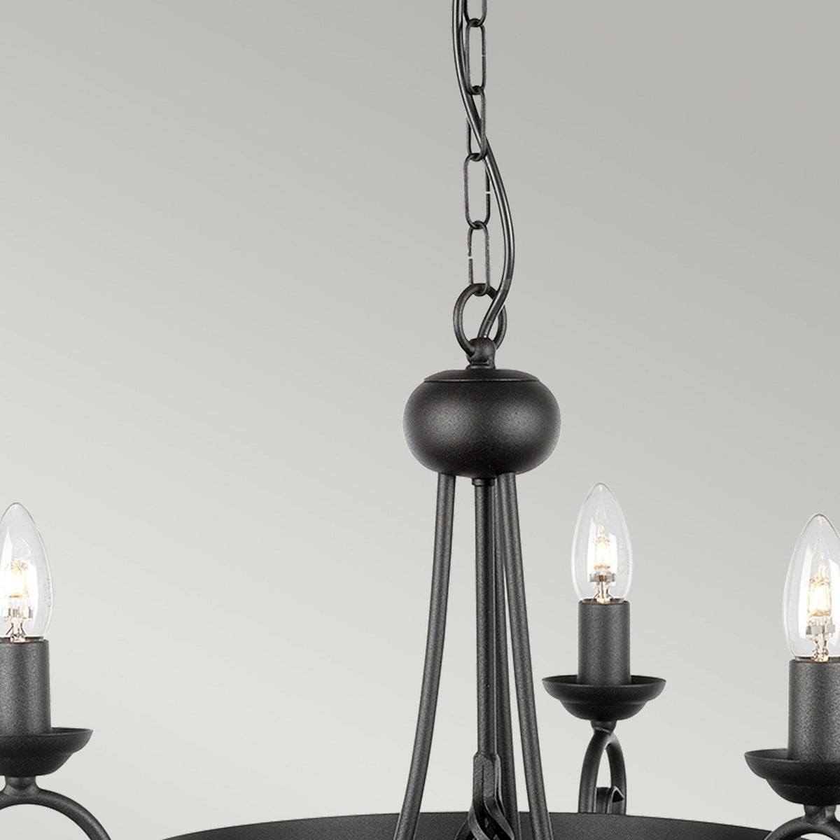Harlech Three Light Chandelier in Black