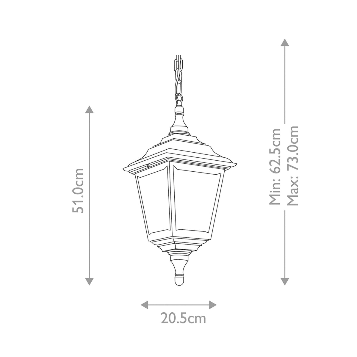 Kerry 4 Sided Oudoor Chain Pendant Light in Black