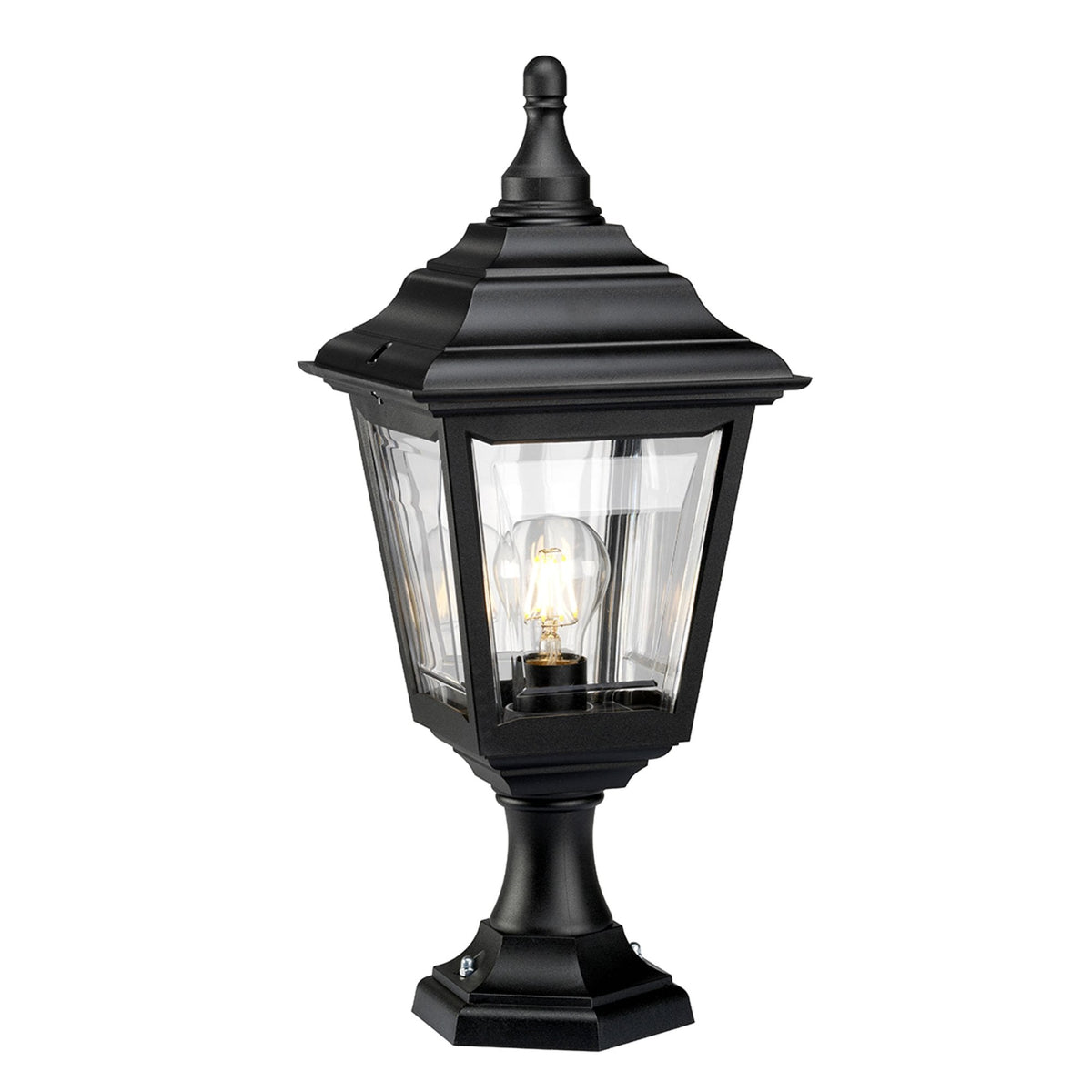 Kerry 4 Sided External Pedestal or Porch Light in Black