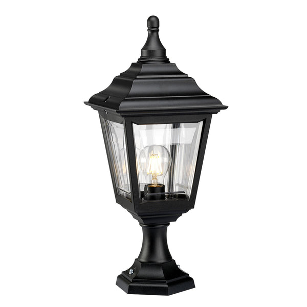 Kerry 4 Sided External Pedestal or Porch Light in Black