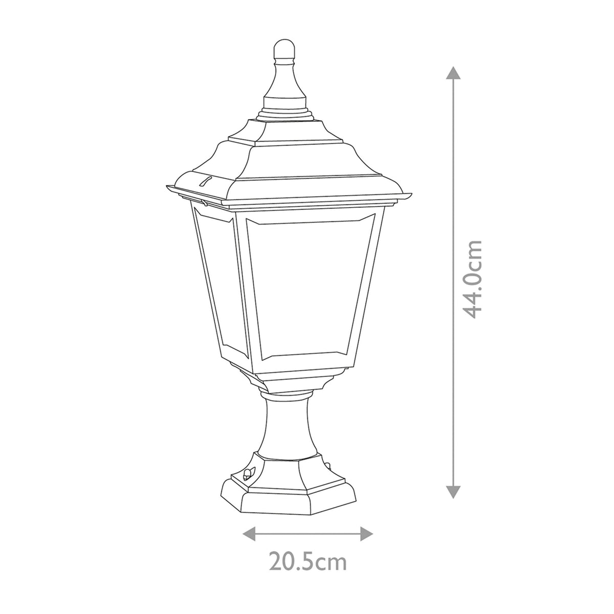 Kerry 4 Sided External Pedestal or Porch Light in Black