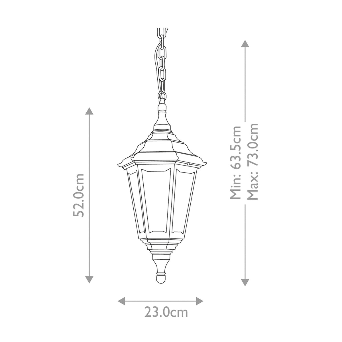Kinsale 6 Sided Weatherproof Chain Pendant Light
