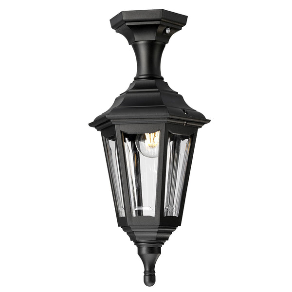 Kinsale 6 Sided Outdoor Pedestal or Porch Light in Black