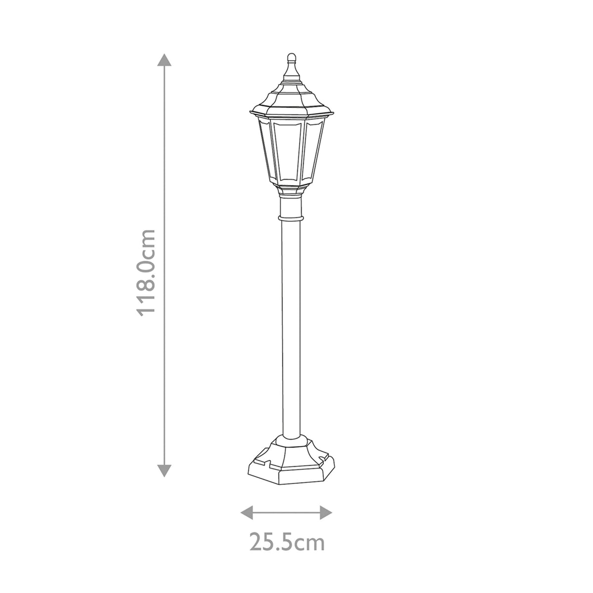 Kinsale 6 Sided Pillar Light in Black