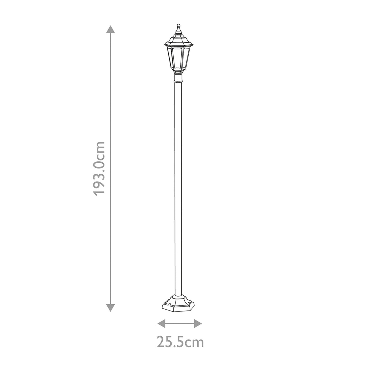 Kinsale 6 Sided Weatherproof Post Light in Black