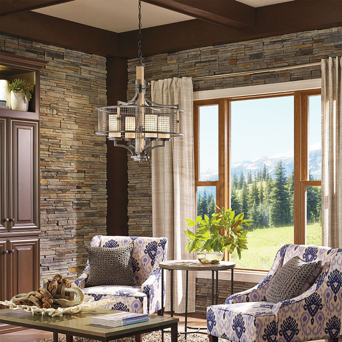 Ahrendale 3 Light Duo-Mount Chandelier in Anvil Iron