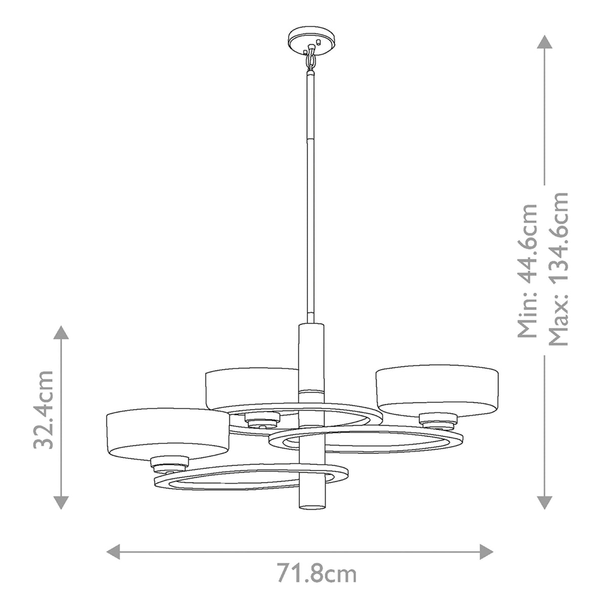 Aleeka Three Light Chandelier in Classic Pewter