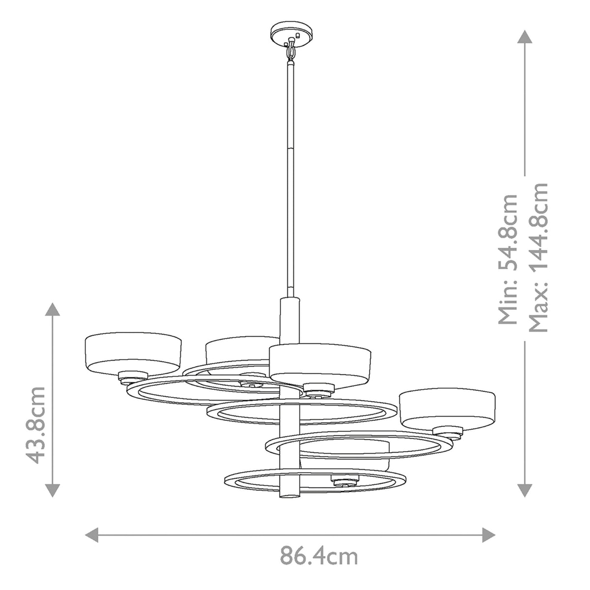 Aleeka Five Light Chandelier in Classic Pewter
