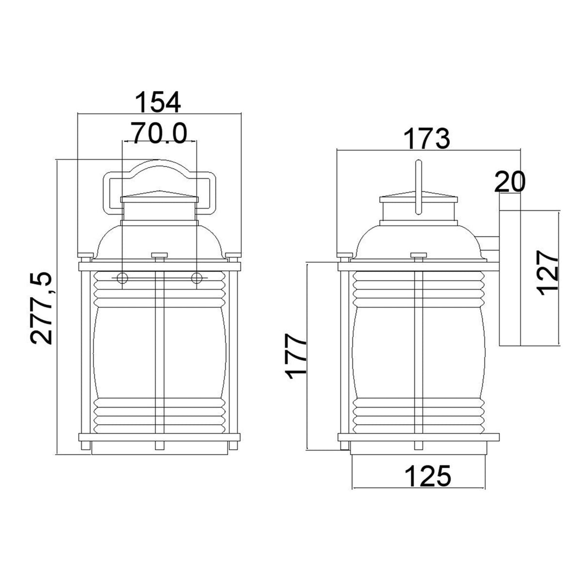 Ashland Bay Small Outdoor Wall Lantern in Weathered Zinc
