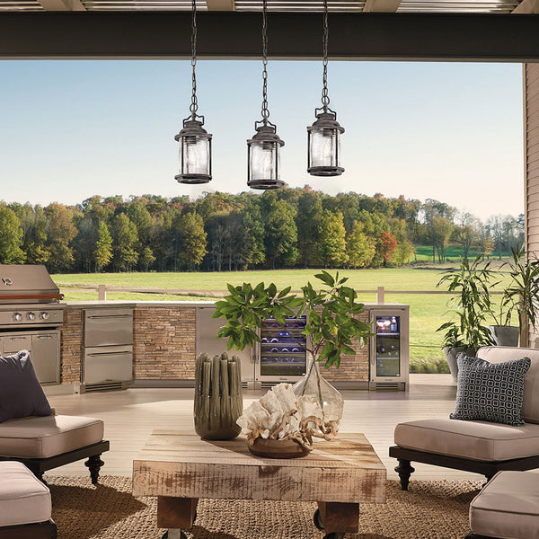 Ashland Bay Outdoor Chain Pendant in Weathered Zinc