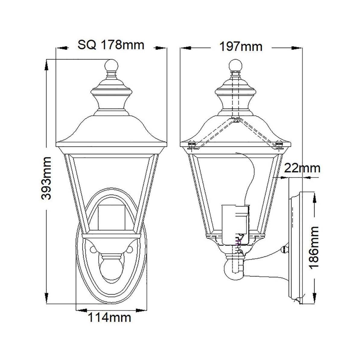 Bay Shore Medium Outdoor Wall Lantern Light in Polished Brass