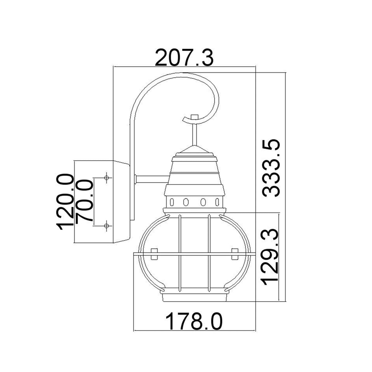 Bridge Point Small Outdoor Wall Lantern in Weathered Zinc