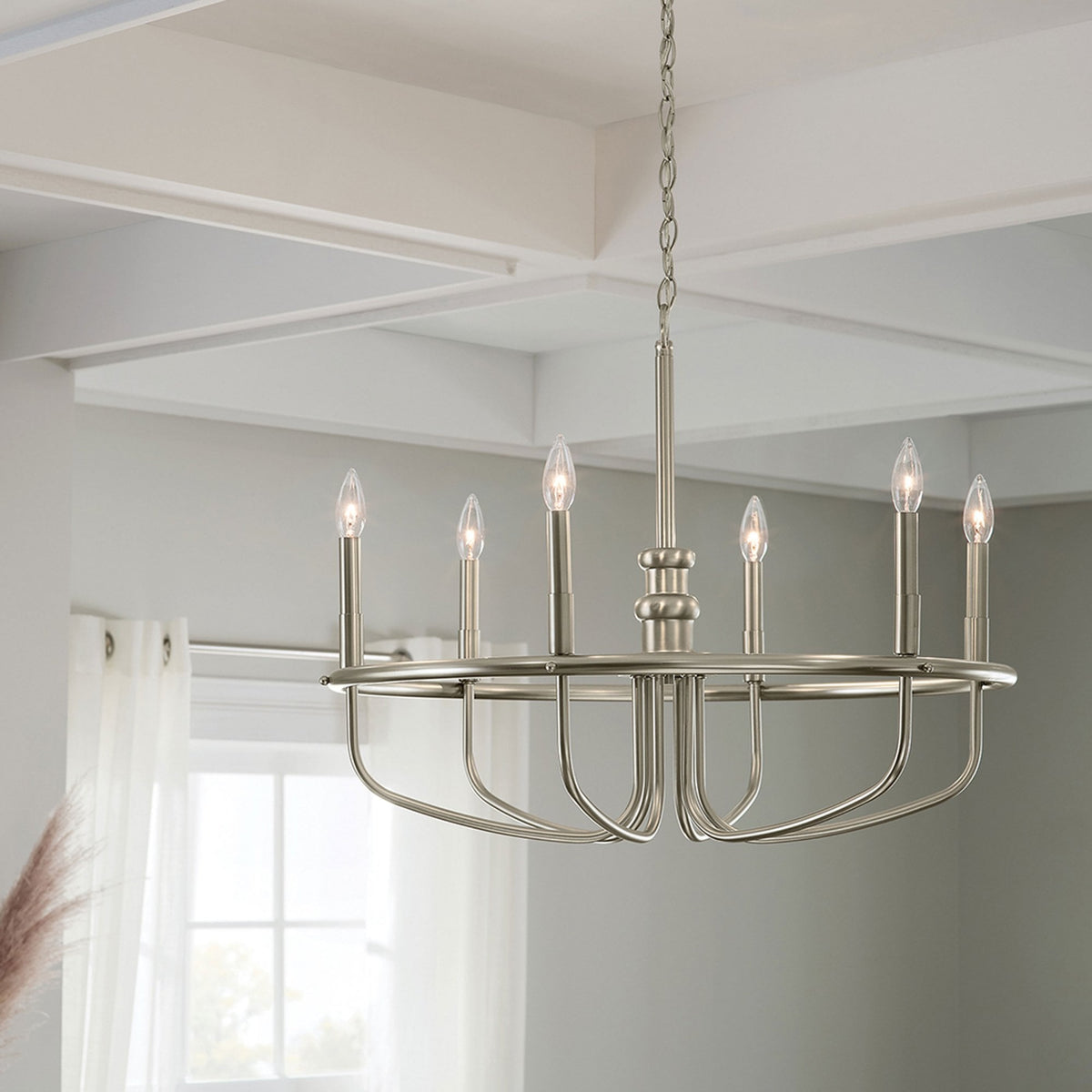 Capitol Hill Six Arm Chandelier Pendant in Brushed Nickel