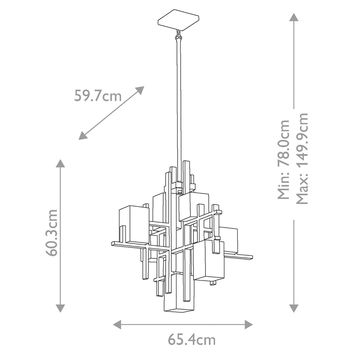 City Lights Seven Light Chandelier in Classic Pewter
