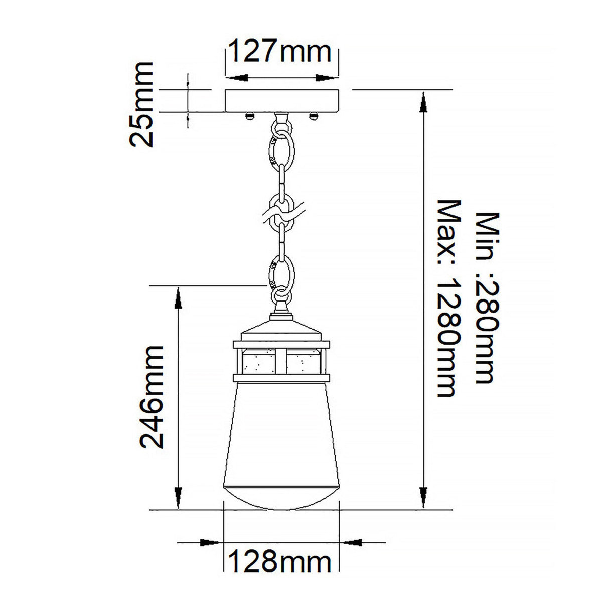 Lyndon Chain Lantern Pendant in Architectural Bronze