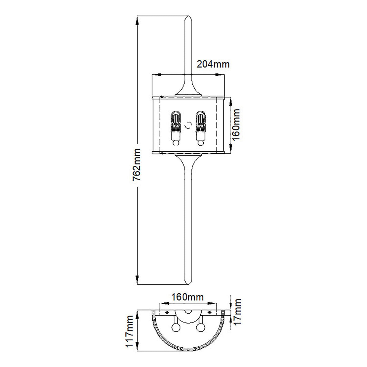 Mona IP44 2 Light Large Wall Light in Natural Brass