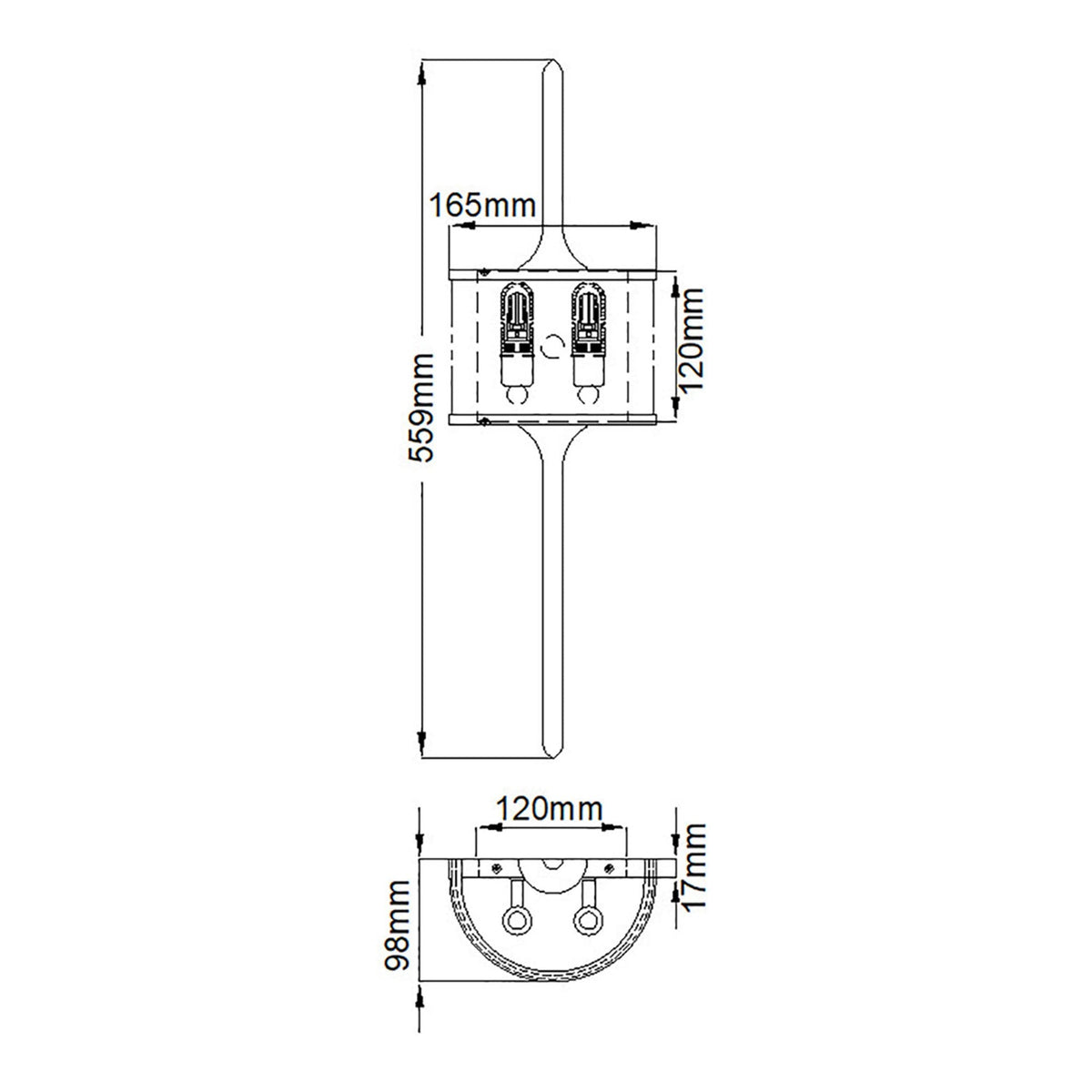 Mona IP44 2 Light Small Wall Light in Classic Pewter