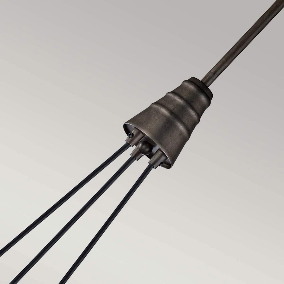 Rocklyn Three Light Chandelier in Raw Steel & Natural Brass Accents