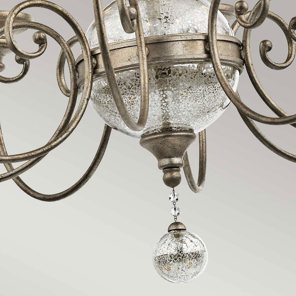 Rosalie Eight Light Chandelier in Sterling Gold