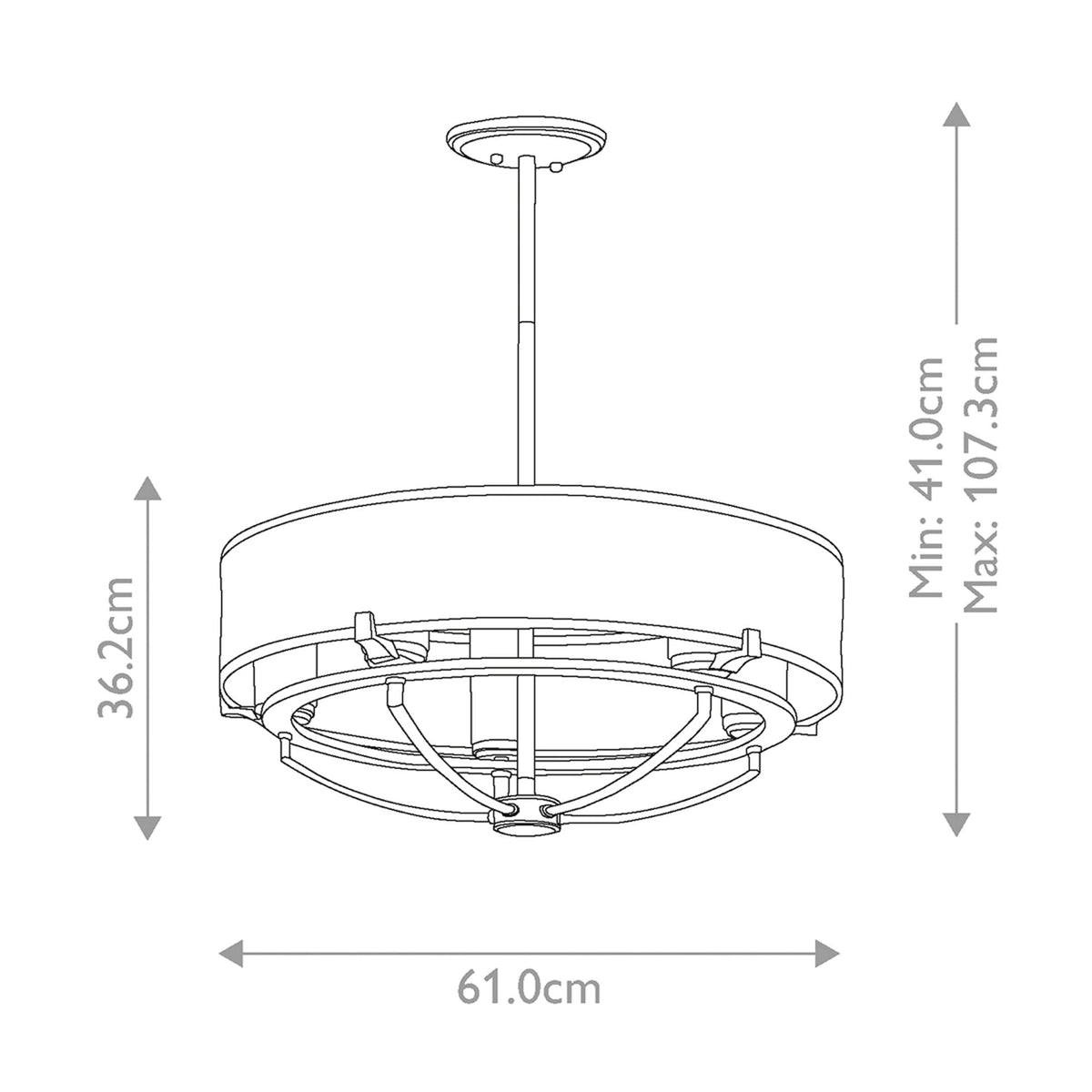 Saldana Five Light Chandelier in Classic Pewter