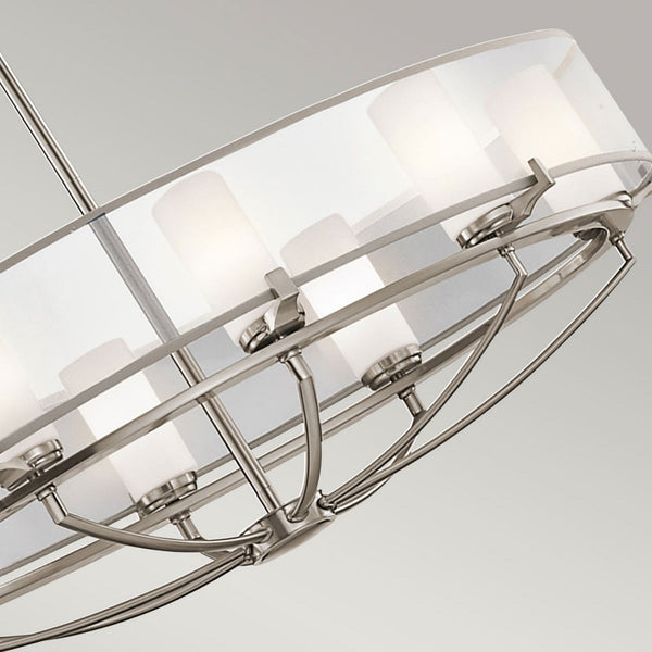 Saldana Eight Light Oval Chandelier in Classic Pewter