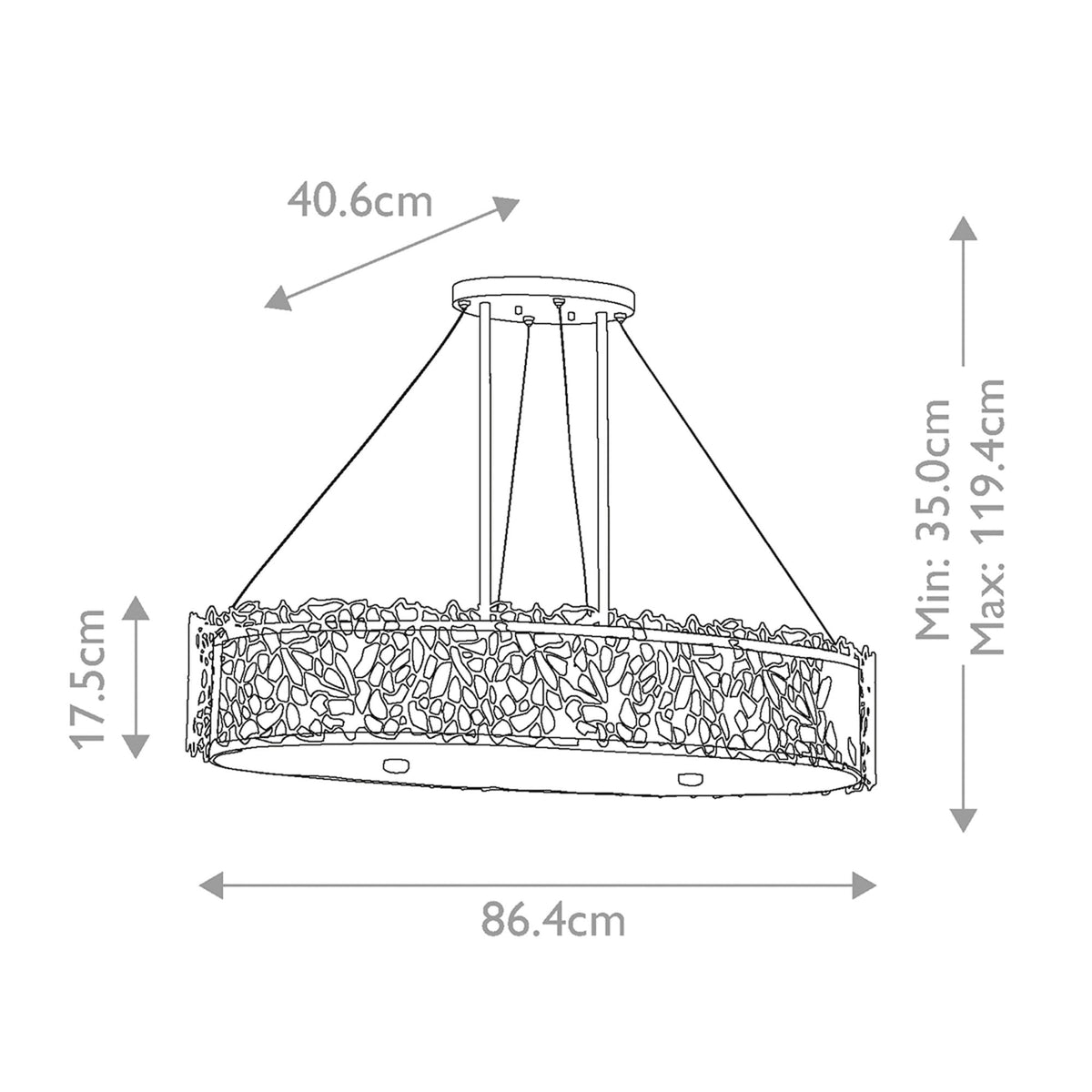 Silver Coral Oval Island Light in Classic Pewter