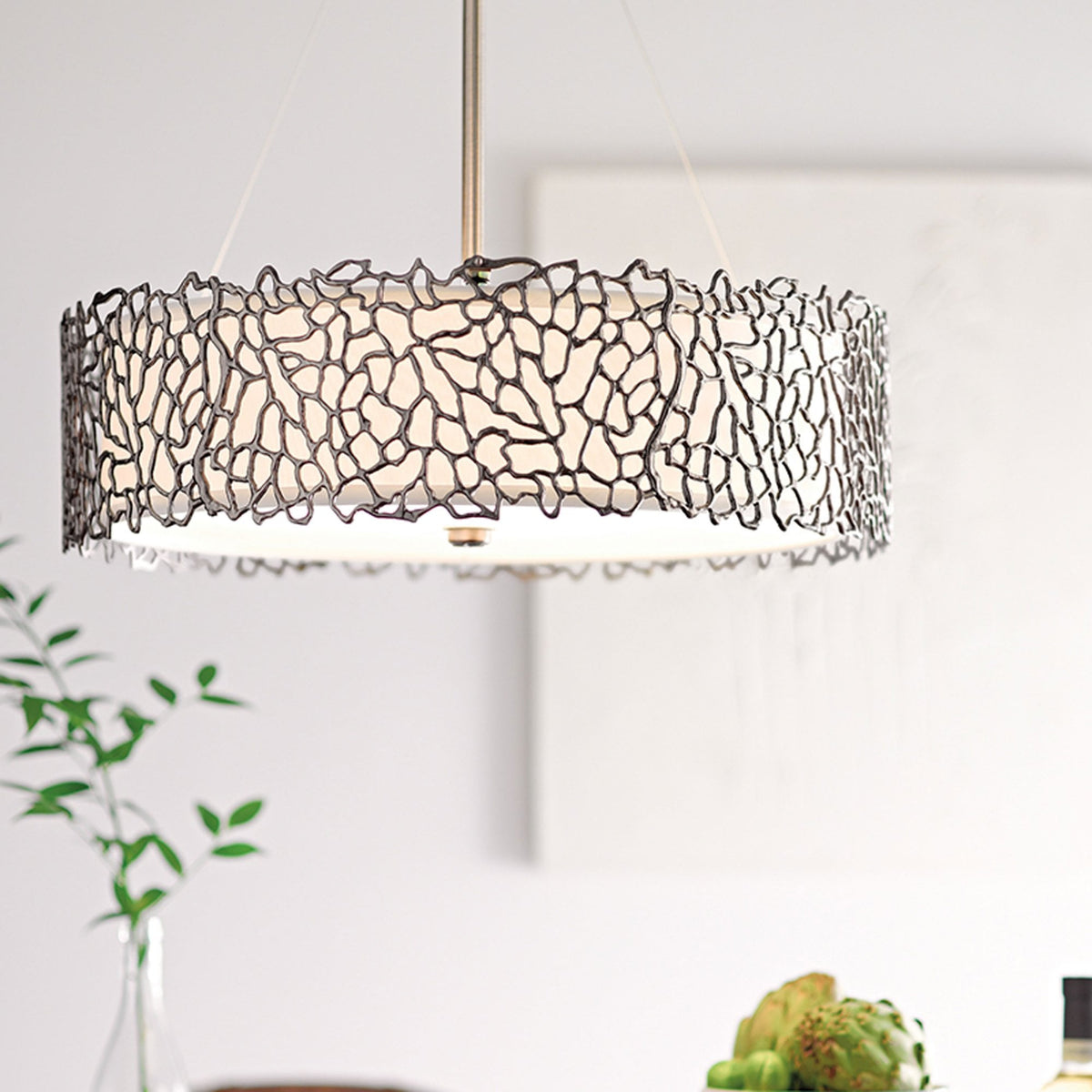 Silver Coral Duo-Mount Pendant in Class Pewter