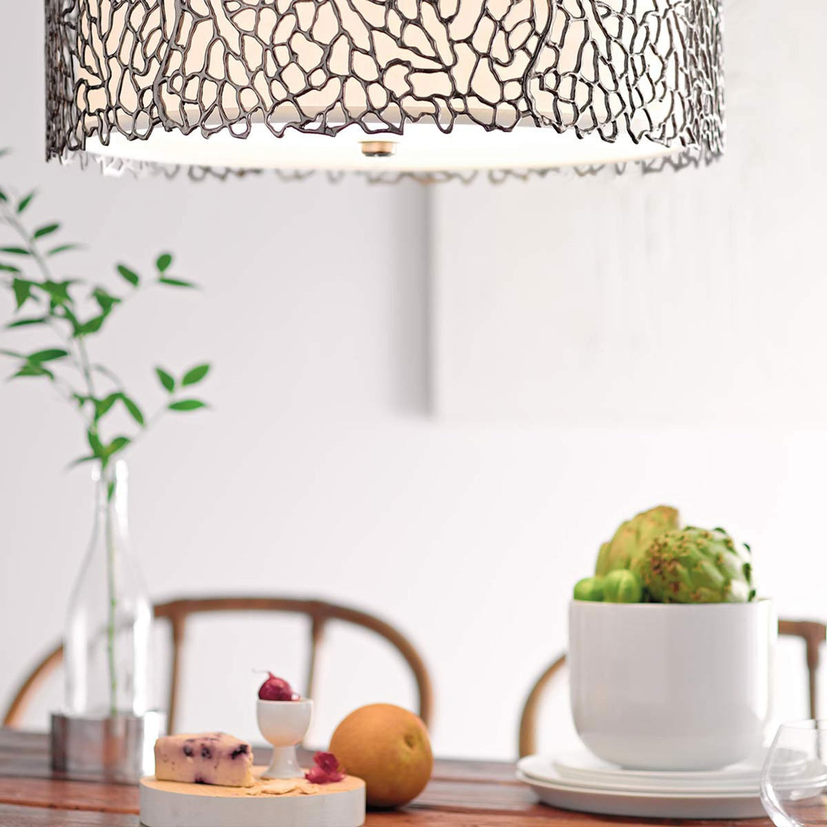 Silver Coral Pendant in Classic Pewter