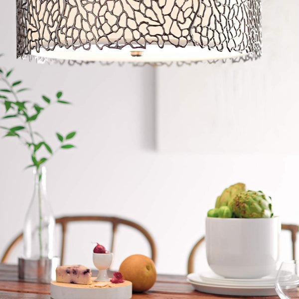 Silver Coral Pendant in Classic Pewter