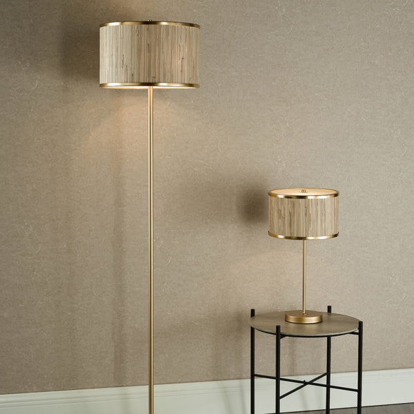 Fenella Floor Lamp In Gold Leaf With Seagrass Shade