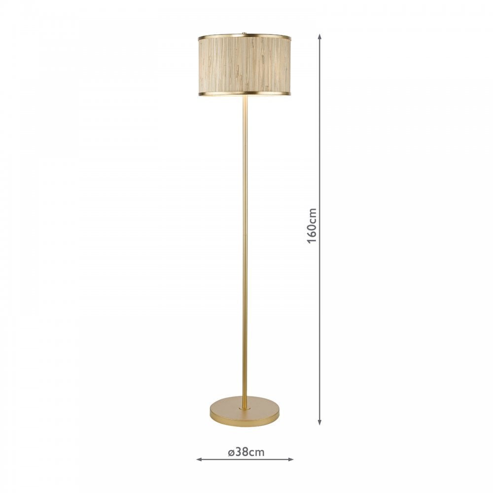 Fenella Floor Lamp In Gold Leaf With Seagrass Shade