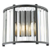 Kiran Twin Wall Light In Satin Black & Crystal Glass